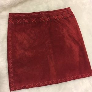 For Joseph Red Suede Lace-up Detail Skirt